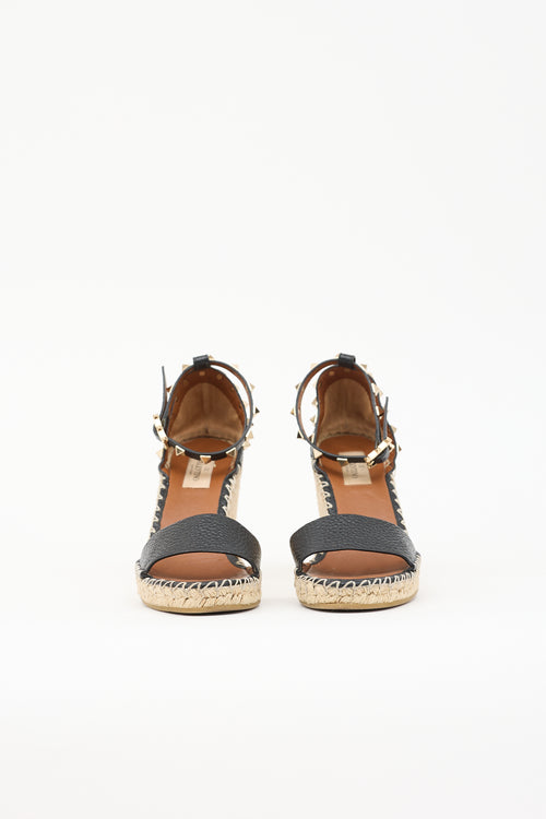 Valentino Leather Rockstud Espadrille Sandal