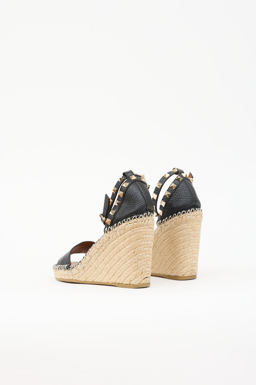 Valentino Leather Rockstud Espadrille Sandal