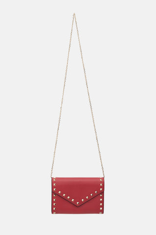 Valentino Leather Rockstud Wallet On Chain