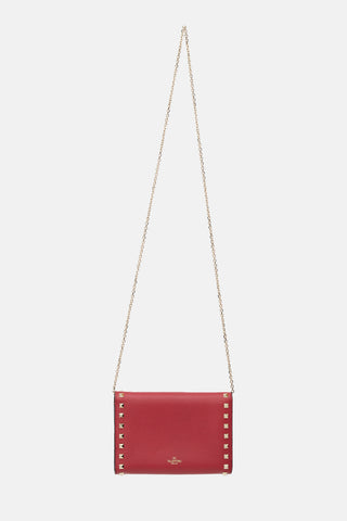 Valentino Leather Rockstud Wallet On Chain