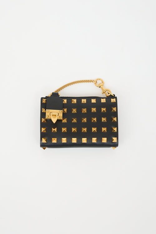 Valentino Leather Rockstud Zip Wallet