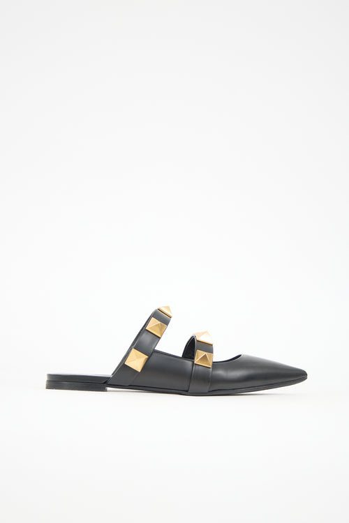 Valentino Leather Roman Stud Mule