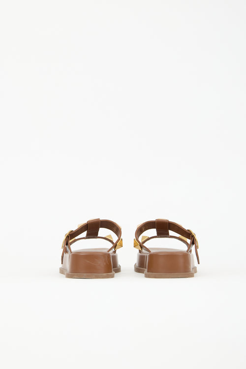 Valentino Leather Roman Stud Platform Sandal