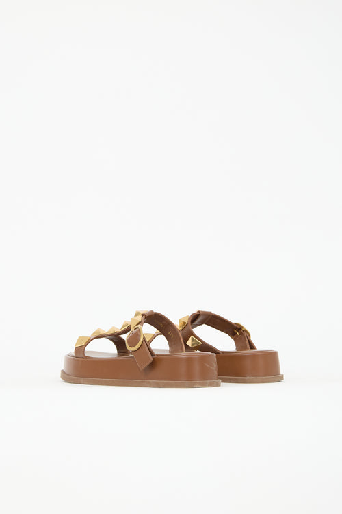 Valentino Leather Roman Stud Platform Sandal