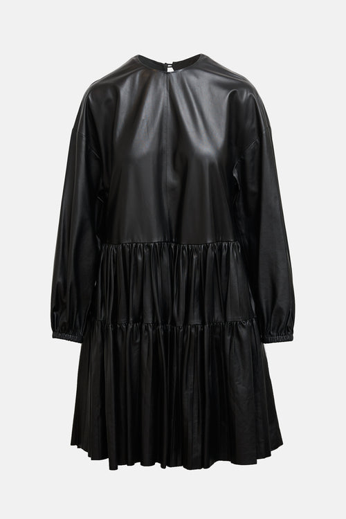 Valentino Leather Tiered Dress