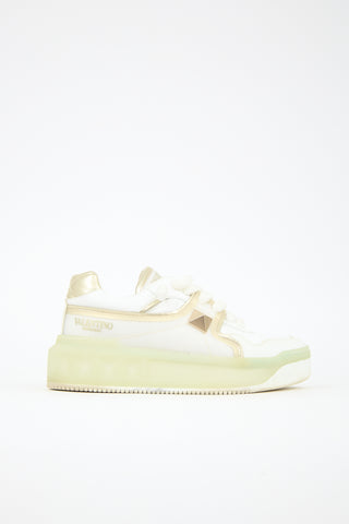 Valentino Leather & Rubber One Stud Sneaker