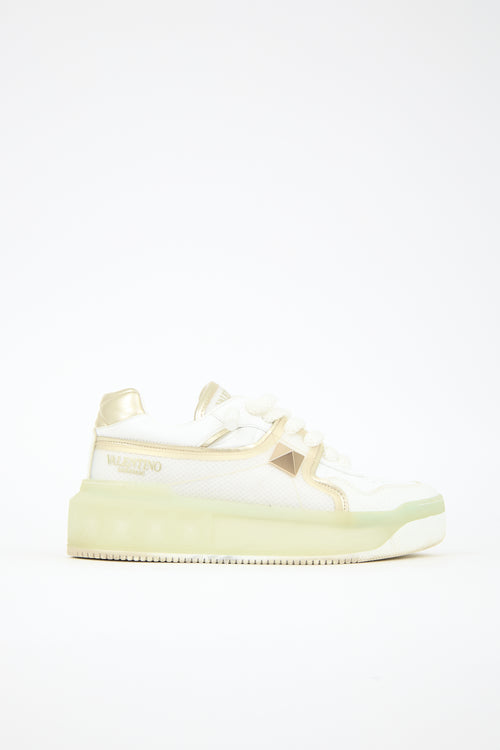 Valentino Leather & Rubber One Stud Sneaker