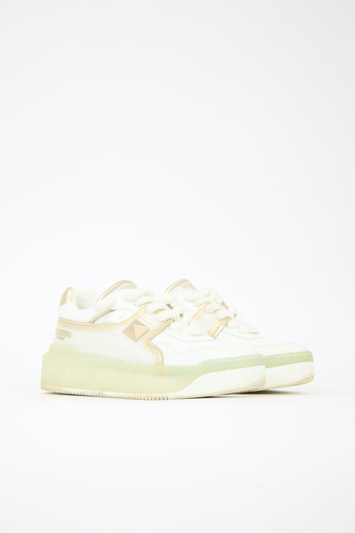 Valentino Leather & Rubber One Stud Sneaker