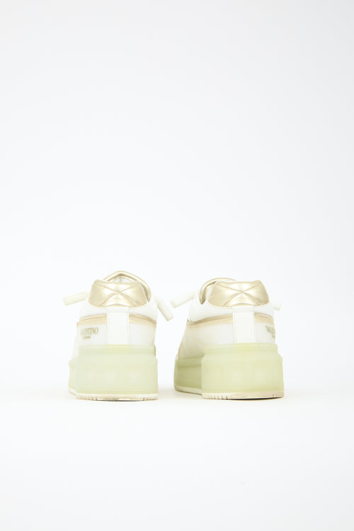 Valentino Leather & Rubber One Stud Sneaker