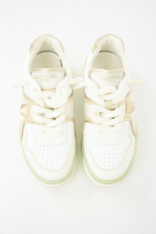 Valentino Leather & Rubber One Stud Sneaker