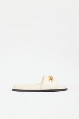 Valentino Leather & Rubber VLogo Chain Slide