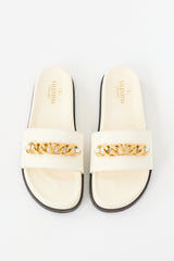 Valentino Leather & Rubber VLogo Chain Slide