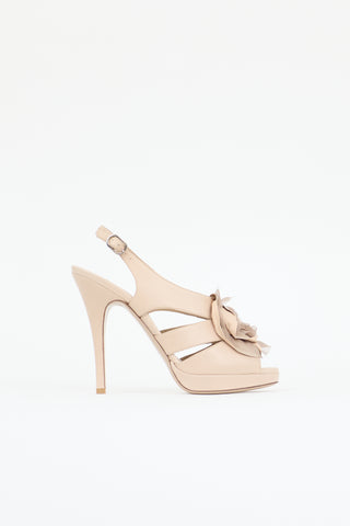 Valentino Leather & Silk Rose Slingback Heel