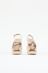 Valentino Leather & Silk Rose Slingback Heel