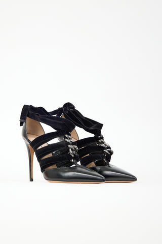 Valentino Leather & Velvet Pump