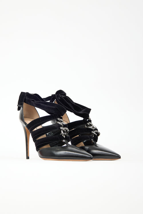 Valentino Leather & Velvet Pump