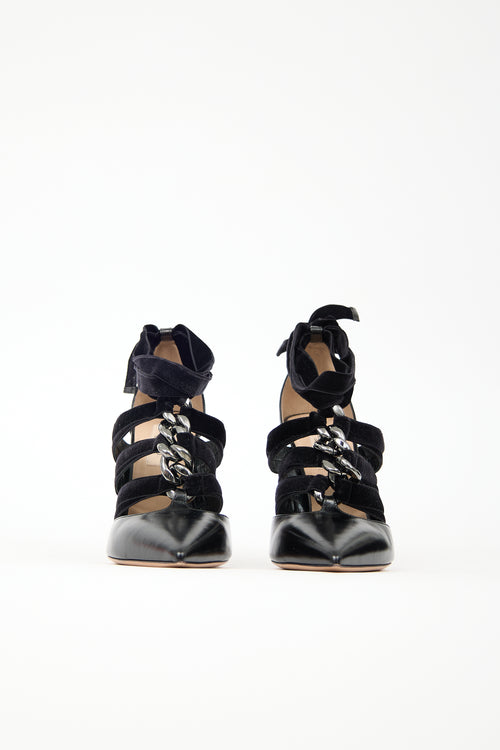 Valentino Leather & Velvet Pump