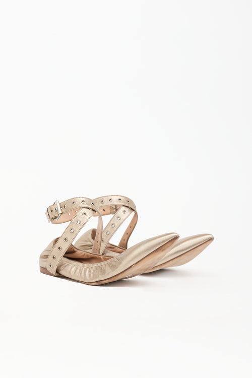 Valentino Metallic Leather Pointed Flat