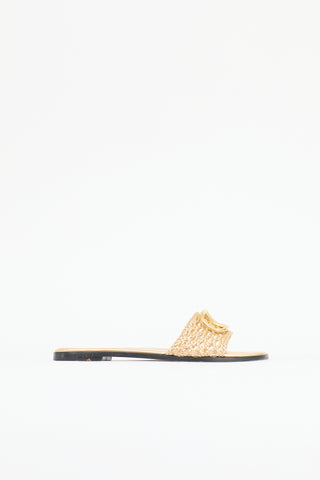 Valentino Metallic Leather VLogo Slide