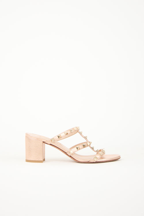 Metallic Leather Rockstud Sandal