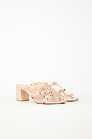 Metallic Leather Rockstud Sandal