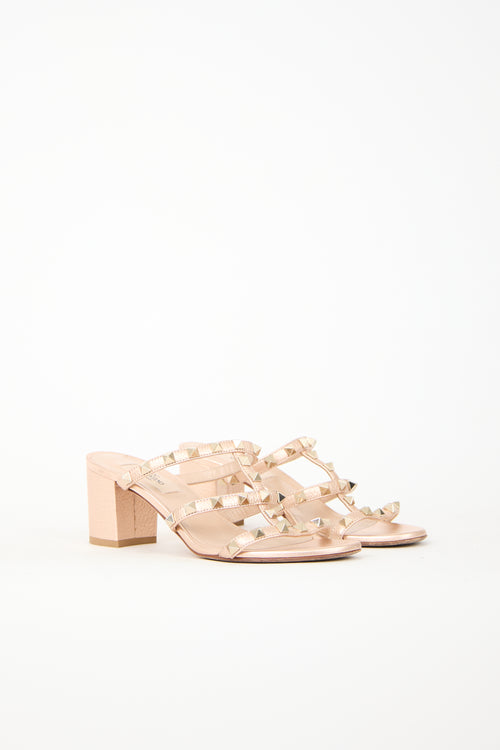 Metallic Leather Rockstud Sandal