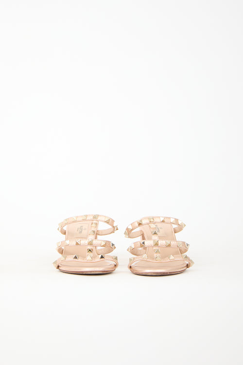 Metallic Leather Rockstud Sandal