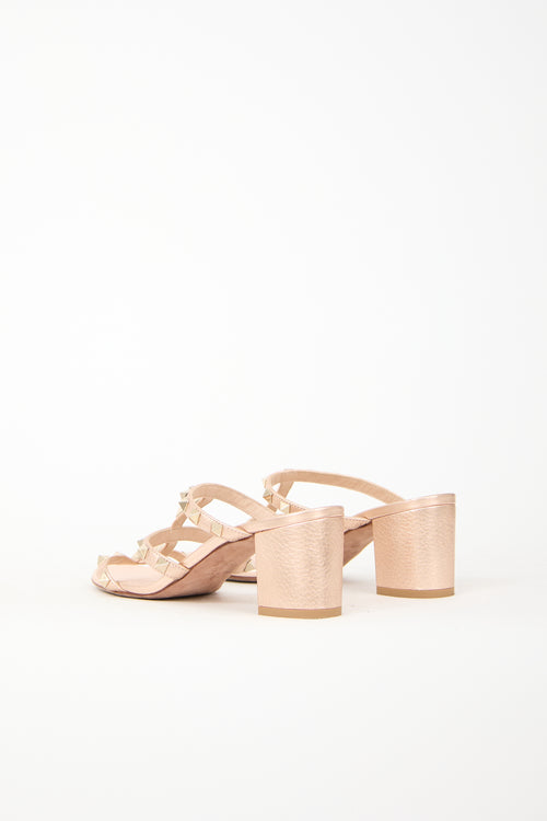 Metallic Leather Rockstud Sandal