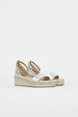 Valentino Metallic Leather Rockstud Espadrille Sandal
