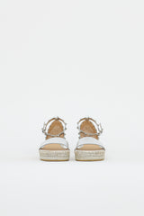 Valentino Metallic Leather Rockstud Espadrille Sandal
