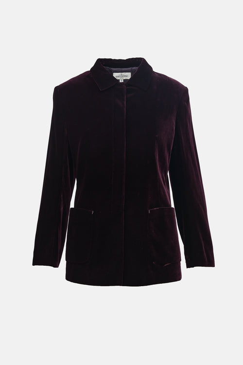 Valentino Miss V 1990s Velvet Blazer