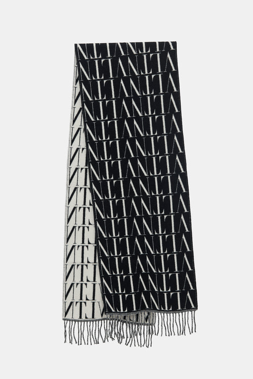 Valentino Wool & Cashmere Logo Scarf