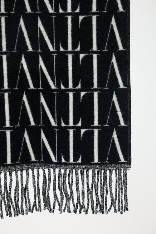 Valentino Wool & Cashmere Logo Scarf