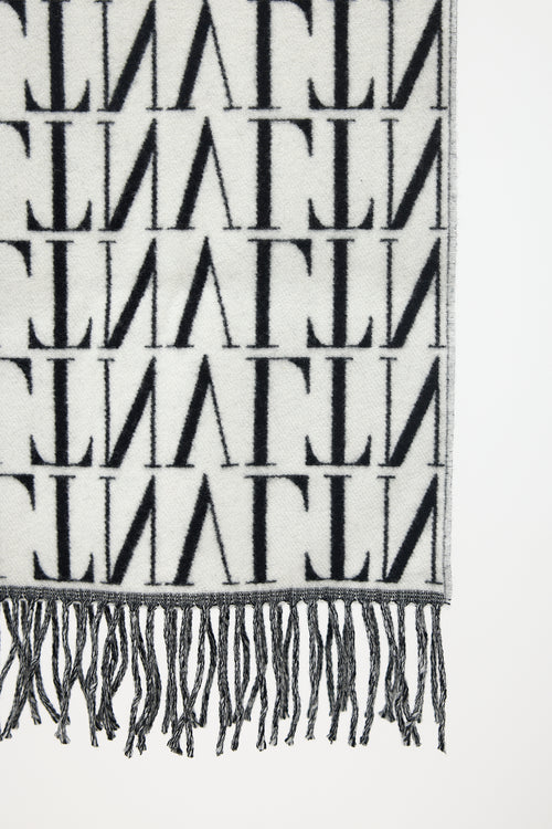 Valentino Wool & Cashmere Logo Scarf