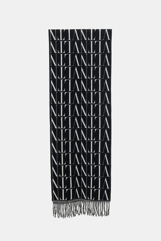 Valentino Wool & Cashmere Logo Scarf
