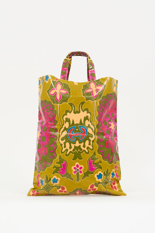 Valentino Green & Multi PVC Printed Tote Bag