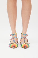 Valentino Multicolour Rainbow Rockstud Flat