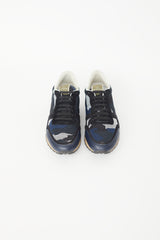 Valentino Navy & Black Rockrunner Knit Sneaker