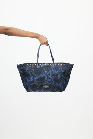 Valentino Navy & Black Butterfly Rockstud Tote