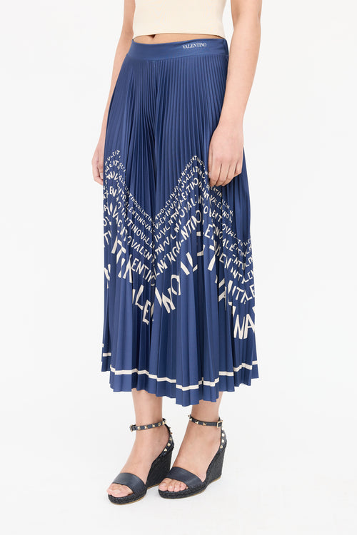 Valentino Logo Pleated Skirt