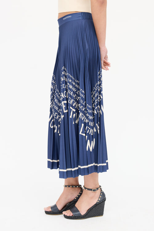 Valentino Logo Pleated Skirt