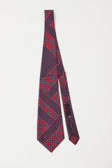 Valentino Navy & Red Striped Grid Tie