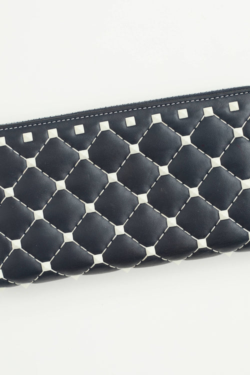 Valentino Leather Spike Zip Wallet
