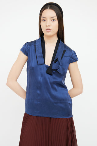 Valentino Black & Navy Bow Blouse