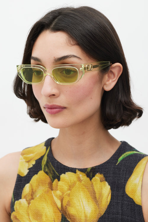 Valentino Green Rectangular VA4080 Sunglasses