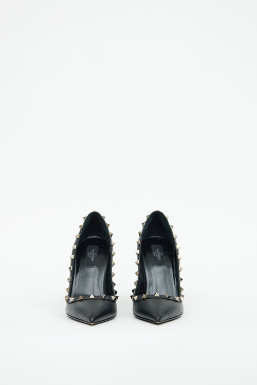 Valentino Black Leather Rockstud Pump