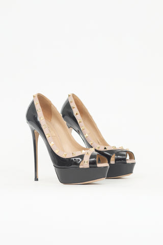 Valentino Patent Rockstud Platform Pump