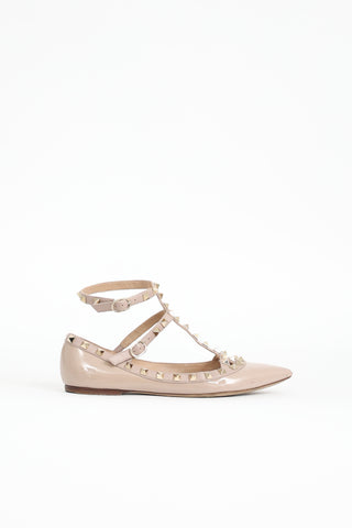 Valentino Patent Rockstud Cage Flat