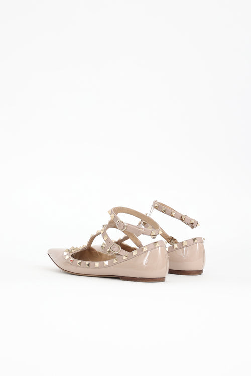 Valentino Patent Rockstud Cage Flat