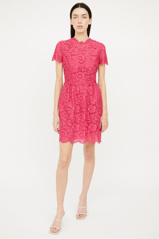 Valentino Pink Lace Floral Dress